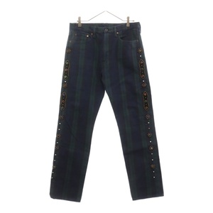 KAPITAL キャピタル 11Oz Tartan Check 5P Pants K2110LP089 チェックビジュー付きパンツ グリーン