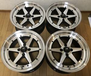 旧車 街道レーサー 暴走族 走り屋 15×7J/+30/PCD100 新品ホイール４本セット カスタム軽カー等にも　訳有り処分品　１円スタート売り切り