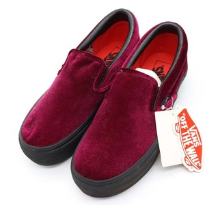 バンズ スニーカー スリッポン V98THICK OP ベルベット シューズ 厚底 ヴァンズ 靴 レディース 22.5cmサイズ ワインレッド VANS