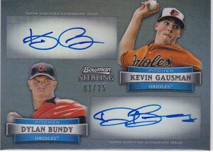 Kevin Gausman 2012 BOWMAN STERLING BLACK REF DUAL AUTO 1/25 直筆サイン