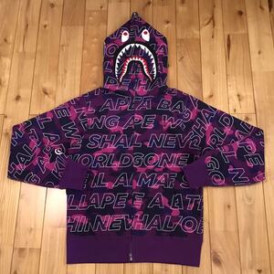 ★新品★ Text color camo シャーク パーカー Sサイズ shark full zip hoodie a bathing ape bape エイプ ベイプ purple camo 迷彩 t96