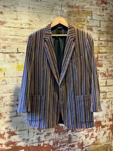 ~80s FRANCE MADE STRIPE VELOUR TAILORED JACKET ヴィンテージ ビンテージ ストライプ ベルベット テーラードジャケット 70s 送料無料