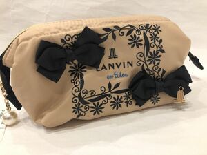 新品　ランバンオンブルー　リボン　ポーチ　ベージュ　JANVIN en Blew