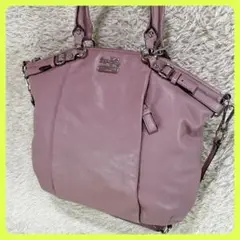 コーチ COACH パープルレザー 2way ショルダーバッグ A4可 斜め掛け