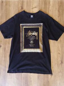 STUSSY FRAME Tシャツ 黒 金 M ステューシー アーカイブ ヴィンテージ 00s OLD