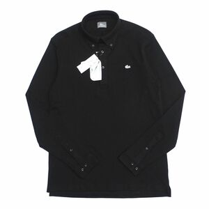 TH5701 訳あり未使用*LACOSTE ラコステ*ポロシャツ*ボタンダウン*ストレッチ*鹿の子*ブラック*長袖シャツ*ワニ刺*メンズ*sizeL