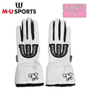 【レディース】M・U SPORTS キラキラモチーフ フリース 両手グローブ 703J6808【MUスポーツ】【アイボリー】【Sサイズ】【GolfGlove】