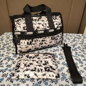 K05011 ◆LeSportsac/レスポートサック Disney/ディズニー ミッキー ラブズミニー ショルダーバッグ ハンドバッグ 2WAY ポーチ付き◆