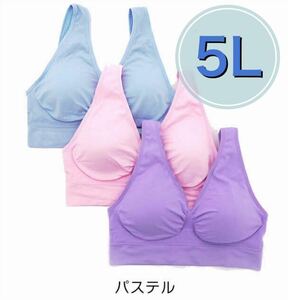 ノンワイヤー ブラジャー 3枚 5L ピンク パープル ブルー 紫 青 ナイトブラ スポーツブラ 授乳ブラ G90 F95 G95 B100 c100 D100 E100