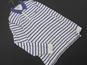 LACOSTE ラコステ ボーダー ロングスリーブ ポロシャツ size4/白ｘ紺 ■◇ ☆ edc6 メンズ