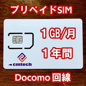 Docomo回線 プリペイドsim 1GB/月1年間有効 データ通信simカード11
