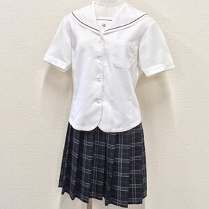 A742/T(中古)福島県 学校法人 石川高校 女子制服2点 /指定品/L/W74/半袖セーラーブラウス/スカート/夏服/半袖/学生服/女子学生/卒業生品