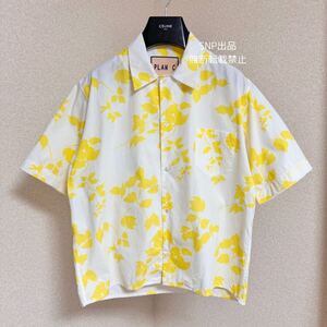 プランシー PLAN C 美品 Floral Print Boxy Shirts フラワー プリント ボクシー シャツ 半袖 コットン ボックスシルエット イエロー 40