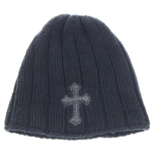 CHROME HEARTS クロムハーツ Cashmere Cross Beanie クロスパッチ カシミヤ ビーニー ニットキャップ 帽子 ブラック