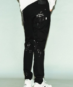 新品 1piu1uguale3 RELAX スプラッシュペイント ロゴ刺繍 ジーンズ 黒 パンツ サイズS