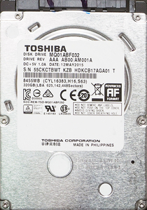 TOSHIBA MQ01ABF032 2.5インチ 7mm SATA600 320GB 48回 14520時間