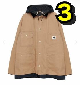 Reversible Duck Coat sacai Carhartt WIp カーハート　サカイ　リバーシブル　ダックコート　サイズ3 ジャケット　jacket beige 2024年