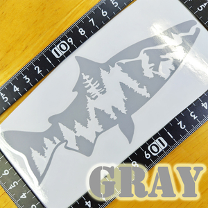 サーモン トラウト ステッカー 15.5×7(cm) 【Gray】Trout09Gray[●匿名配送● フライ 毛針 釣り 魚 鮭 フィッシング ニジマス レインボー]