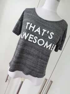 ☆H＆M　　DIVIDED 半袖　やわらか　プリントＴシャツ　ＵＳ　Ｓ　チャコルグレー　美品