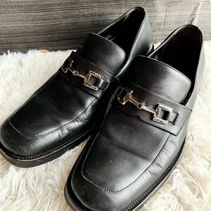 ■美品■GUCCI グッチ ローファー 革靴 ビジネスシューズ ホースビット レザー メンズ ブラック 41 US7.5