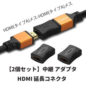 HDMI延長 メスメス 2個セット 延長コネクタ (タイプA)メス-HDMI(タイプA)メス 中継コネクタ 金メッキ ストレート HDMIMMC02S