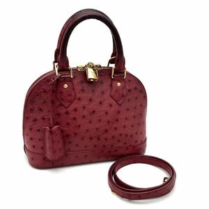 1円 良品 LOUIS VUITTON ルイ ヴィトン アルマ BB 2way オーストリッチ ミニ ハンド ショルダー バッグ MI0143 dD08102N