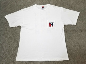 レア 90s USA製 TOMMYHILFIGER トミーヒルフィガー ポケT ポケット付きTシャツ L セーリングギア フラッグ XL ビンテージ