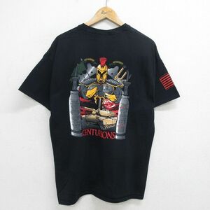 XL/古着 半袖 ビンテージ Tシャツ メンズ 00s 騎士 戦車 センチュリオン コットン クルーネック 黒 ブラック 24jul27 中古