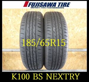 【K100】T5109284 送料無料◆2022年製造 約8部山◆BS NEXTRY◆185/65R15◆2本