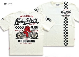 MOTORCYCLE半袖Tシャツ◆TEDMAN/テッドマン ホワイトMサイズ（サイズ40）TDSS-542 エフ商会 アメカジ 赤鬼 efu バイク