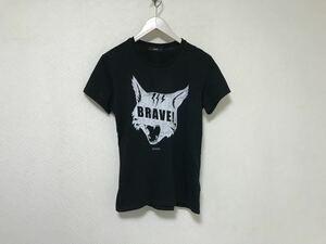 本物ディーゼルDIESELコットンプリントタイト半袖Tシャツメンズサーフアメカジミリタリービジネススーツゴルフ黒ブラックS