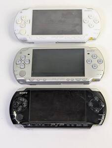 □SONY PSP-3000 ピアノブラック PSP-2000 シルバー PSP-1000 セラミックホワイト 3台セット ソフト2本/メモリースティック2枚セット