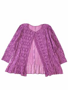 (D) PLEATS PLEASE ISSEY MIYAKE プリーツプリーズ イッセイミヤケ 総柄 カーディガン 3 ピンク ジャケット