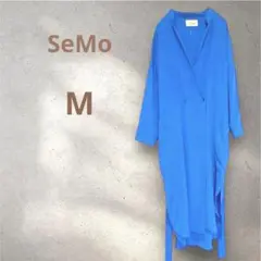 a098＊美品✨SeMo　薄手　ロングジャケット　モード系　紐付き　M　無地