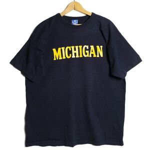 USA製 90’s チャンピオン MICHIGAN カレッジプリント コットン Tシャツ 半袖 (XXL) 紺 ネイビー 90年代 アメリカ製 旧タグ Champion