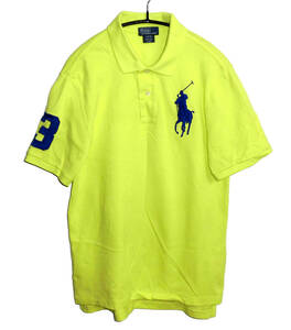 美品 POLO RALPHLAUREN ポロラルフローレン ビッグポニー 鹿の子 ポロシャツ BOYS Lサイズ (14-16) 160cm レディースにも イエロー