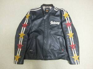 希少 2XL XXL 廃版 Schott Johnny Special ビンテージ加工 シングルレザーライダース レザージャケット バイカー スター 革パッチ 長渕 剛