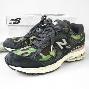 A BATHING APE × NEW BALANCE ◆ 2002R カモフラ シャーク スニーカー 27.5cm (M2002RBF) アベイシングエイプ ニューバランス ◆276/J-2