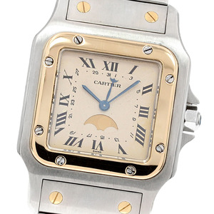 訳あり カルティエ CARTIER W20007C4 サントスガルベLM ムーンフェイズ クォーツ メンズ _837032