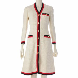 【グッチ】Gucci　19SS GG ツイード シェリーライン GGボタン ワンピース 551562 オフホワイト 36 【中古】【正規品保証】208795