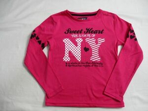 BC641【I?NY】アイ・ラブ・ニューヨーク　プリント　長袖　Tシャツ　女児　赤　130