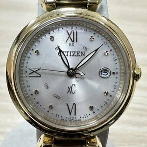 CITIZEN シチズン 腕時計 電波ソーラー H060-T026591 XC クロスシー デイト ベージュ文字盤 レディース　箱付き 稼働品【7508