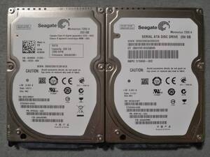 250GB Seagate ST9250410AS ST9250410ASG 7200回転 SATA300 2.5インチ 9.5mm SATA 二個セット 正常状態ジャンク品