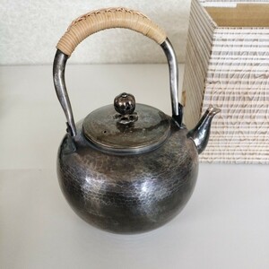 錫製 銀製 錫瓶 銀瓶 薬缶 やかん 茶道具 煎茶道具 急須 水差し 水注 約360g 素材不明 金属工芸 湯沸 お茶