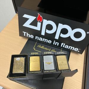 ZIPPO ジッポー SOLID BRASS ソリッドブラス CHROME COATING クロームコーティング 4個セット