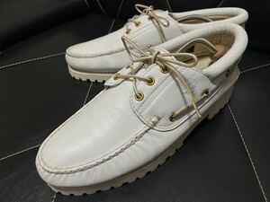 定価2万円〜 極美品 Timberland ティンバーランド 94564 10M≒28cm レザーシューズ デッキシューズ 3アイレット モカシン ホワイト メンズ