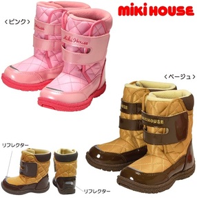 即決です!【ミキハウス】新品未使用♪mikihouse 16cm エナメル使いがオシャレなキルティングウィンターブーツ シューズ 靴 カラー:ベージュ