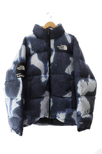 シュプリーム SUPREME × ノースフェイス 21AW Bleached Denim Print Nuptse Jacket ブリーチド デニム プリント ヌプシ ダウン ジャケット