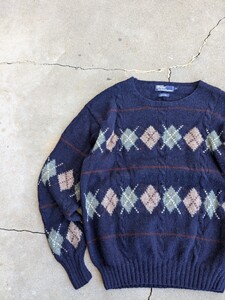 超希少◎　90s polo ralph lauren vintage Argyle　hand knit vintage usa XL