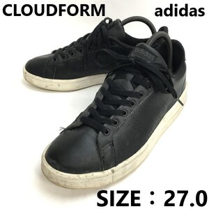 adidas neo/アディダス★CLOUDFORM/レザー/ローカットスニーカー【size:9/27.0/black/黒】sneakers/Shoes/trainers◆sQ-659